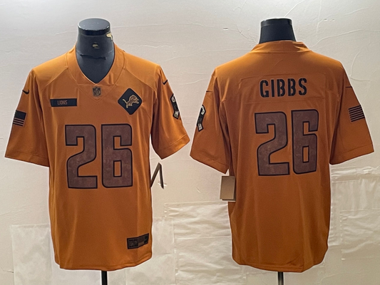Adult Detroit Lions Jahmyr Gibbs NO.26 Football Jerseys