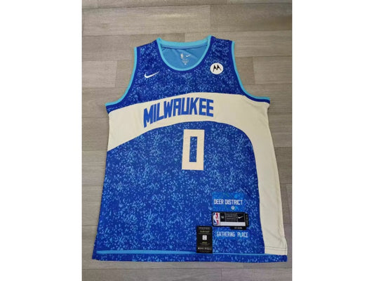 Hot sales Milwaukee Bucks Damian Lillard NO.0 Basketball Jersey city version mySite