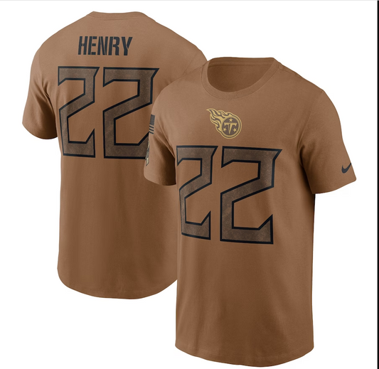men/women/kids Tennessee Titans Derrick Henry #22 2023 Salute To Service T-Shirt mySite