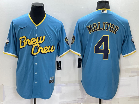 Men/Women/Youth Milwaukee Brewers Paul Molitor #4 baseball Jerseys