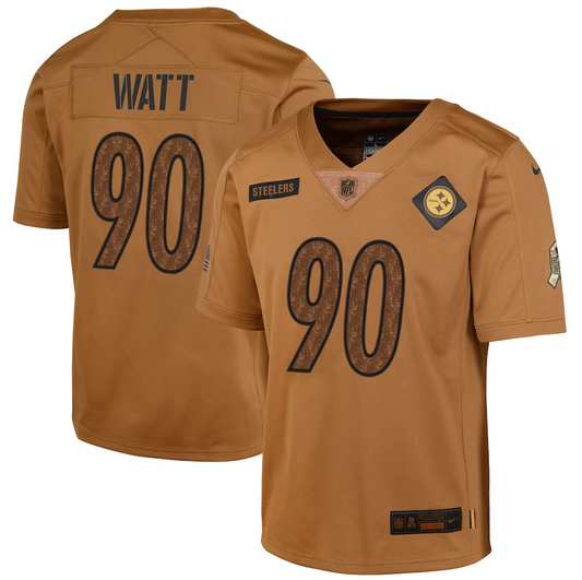Youth #90  Pittsburgh Steelers T.J. Watt 2023 Salute To ServiceJersey mySite