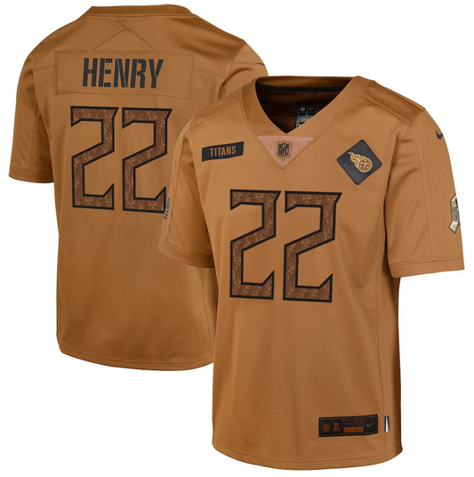 Youth #22  Tennessee Titans Derrick Henry 2023 Salute To ServiceJersey mySite