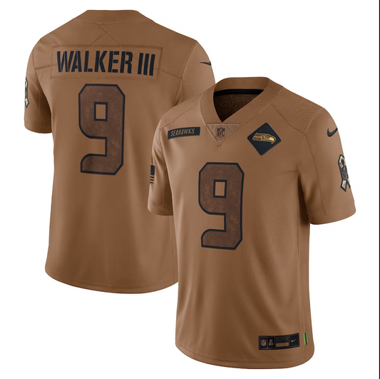 men/women/kids #9 Seattle Seahawks Kenneth Walker III 2023 Salute To Service Jersey mySite