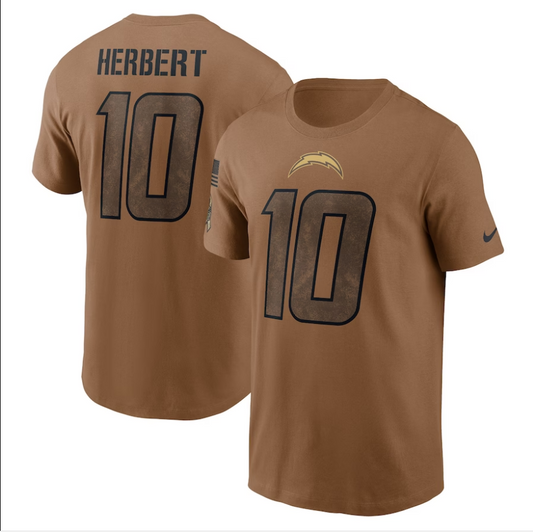 men/women/kids Los Angeles Chargers Justin Herbert #10 2023 Salute To Service T-Shirt mySite