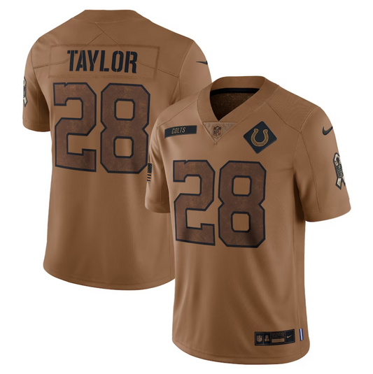 men/women/kids #28 Indianapolis Colts Jonathan Taylor 2023 Salute To Service Jersey mySite