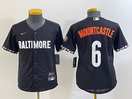 Kids  Baltimore Orioles JRyan Mountcastle #6 baseball Jerseys