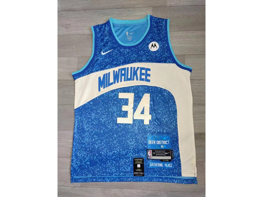 Milwaukee Bucks Giannis Antetokounmpo NO.34 Basketball Jersey city version mySite