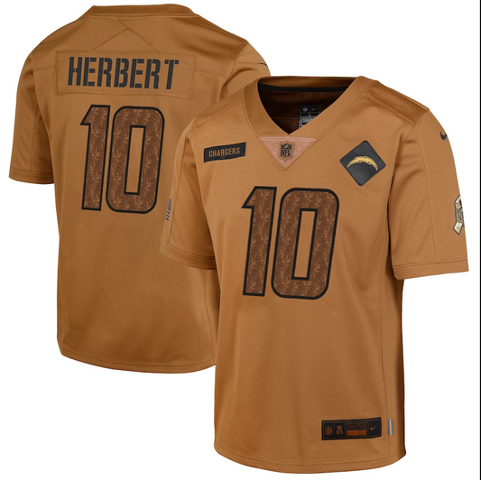 Youth #10  Los Angeles Chargers Justin Herbert 2023 Salute To ServiceJersey mySite