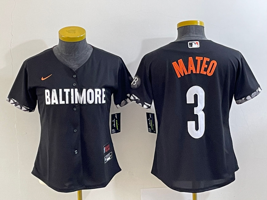 Women's Baltimore Orioles Jorge Mateo #3 baseball Jerseys